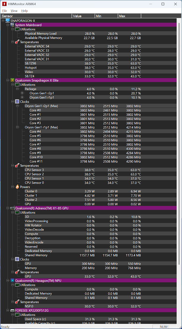 HWMonitor for Windows® on ARM